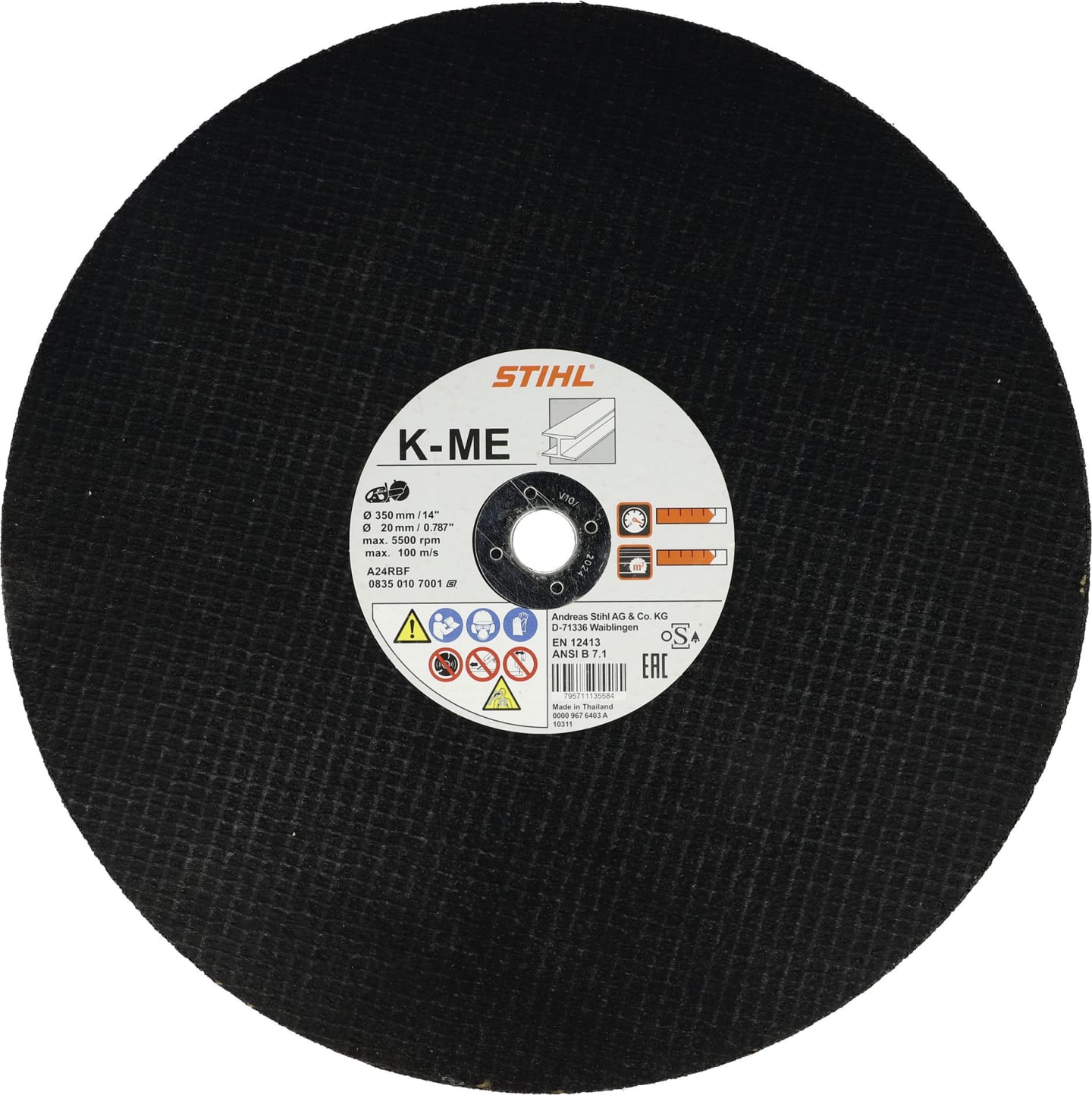 STIHL Metall-Trennscheibe "K-ME" 350 x 20 mm, Kunstharz, 0835 010 7001
