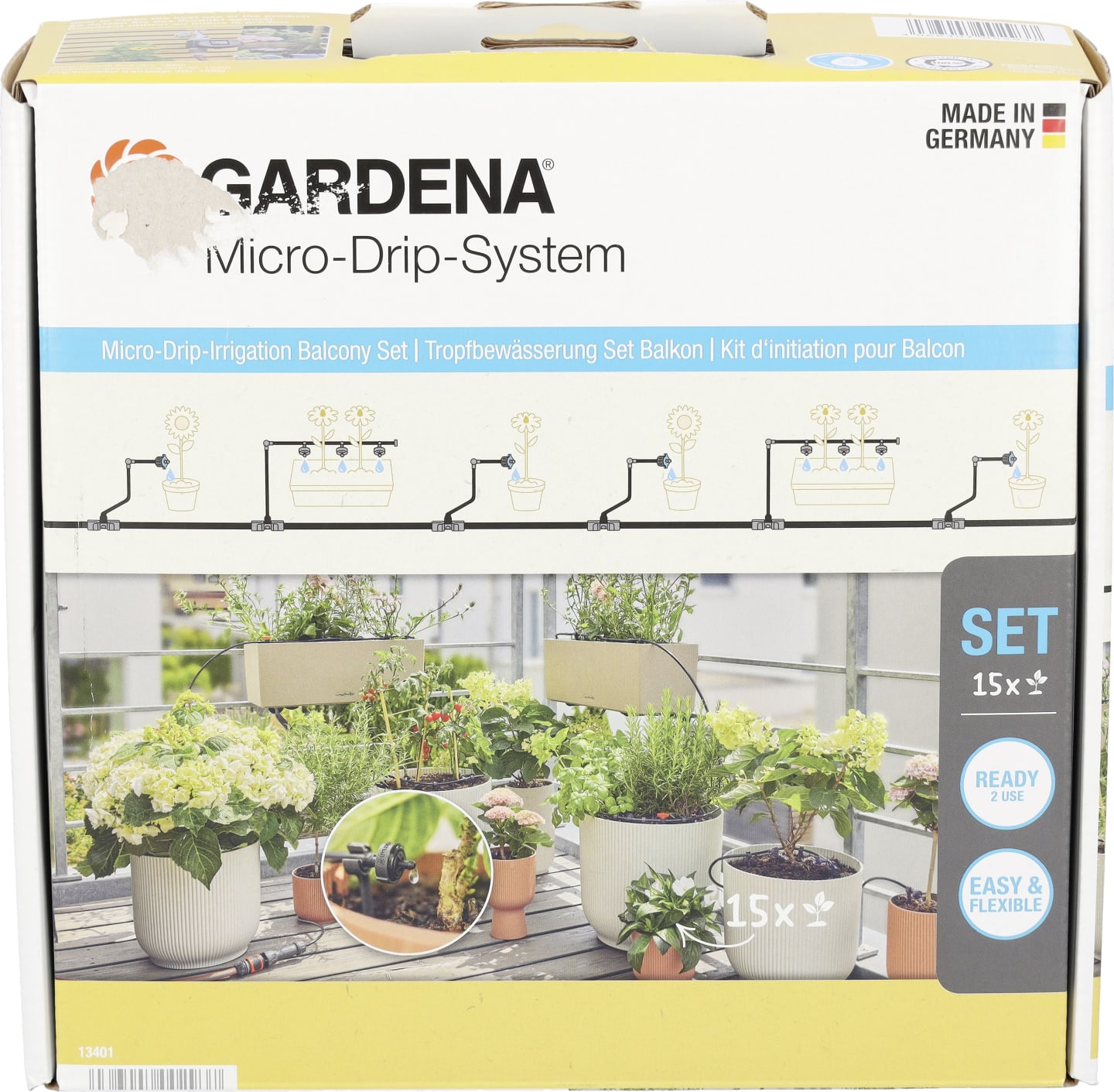GARDENA Tropfbewässerung Set Balkon (15 Pflanzen) Höhe 249 mm, 13401-20