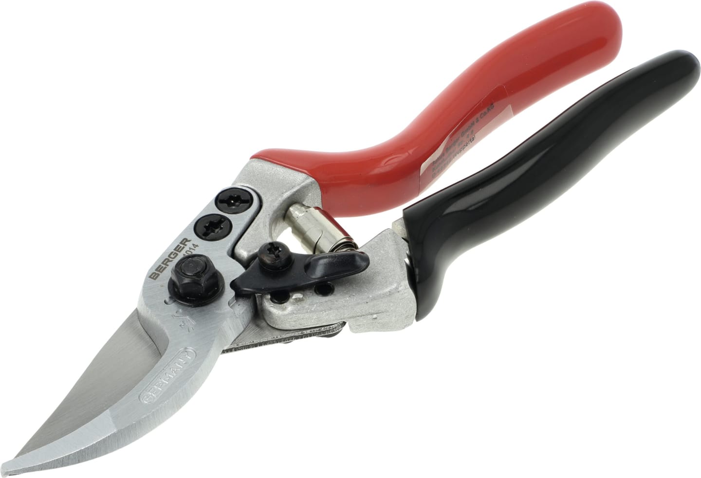 Berger Gartenschere "Aluminium" Länge 220 mm, 250 g, abgewinkelter Schneidkopf, auswechselbare Klinge, freischwingender Rollgriff, 1014