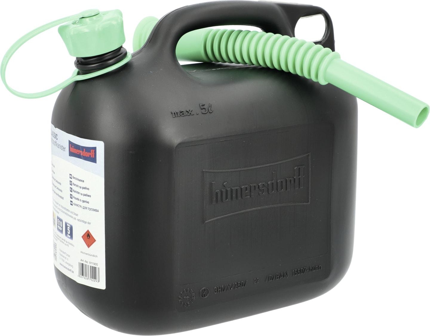KUNZER Benzinkanister "Classic" 5 l HDPE (High Density Polyethylen), mit Auslaufrohr, 811900