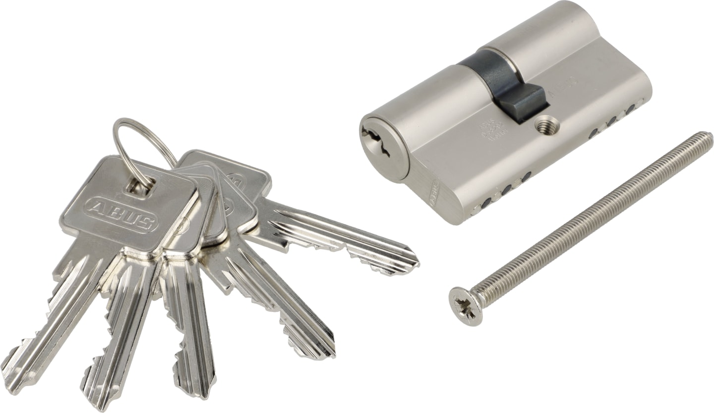 ABUS Profilzylinder E30NP 30/30 Doppelzylinder, Türzylinder, PZ-Schloss 6-Stift-Zylinder mit 5 Schlüsseln