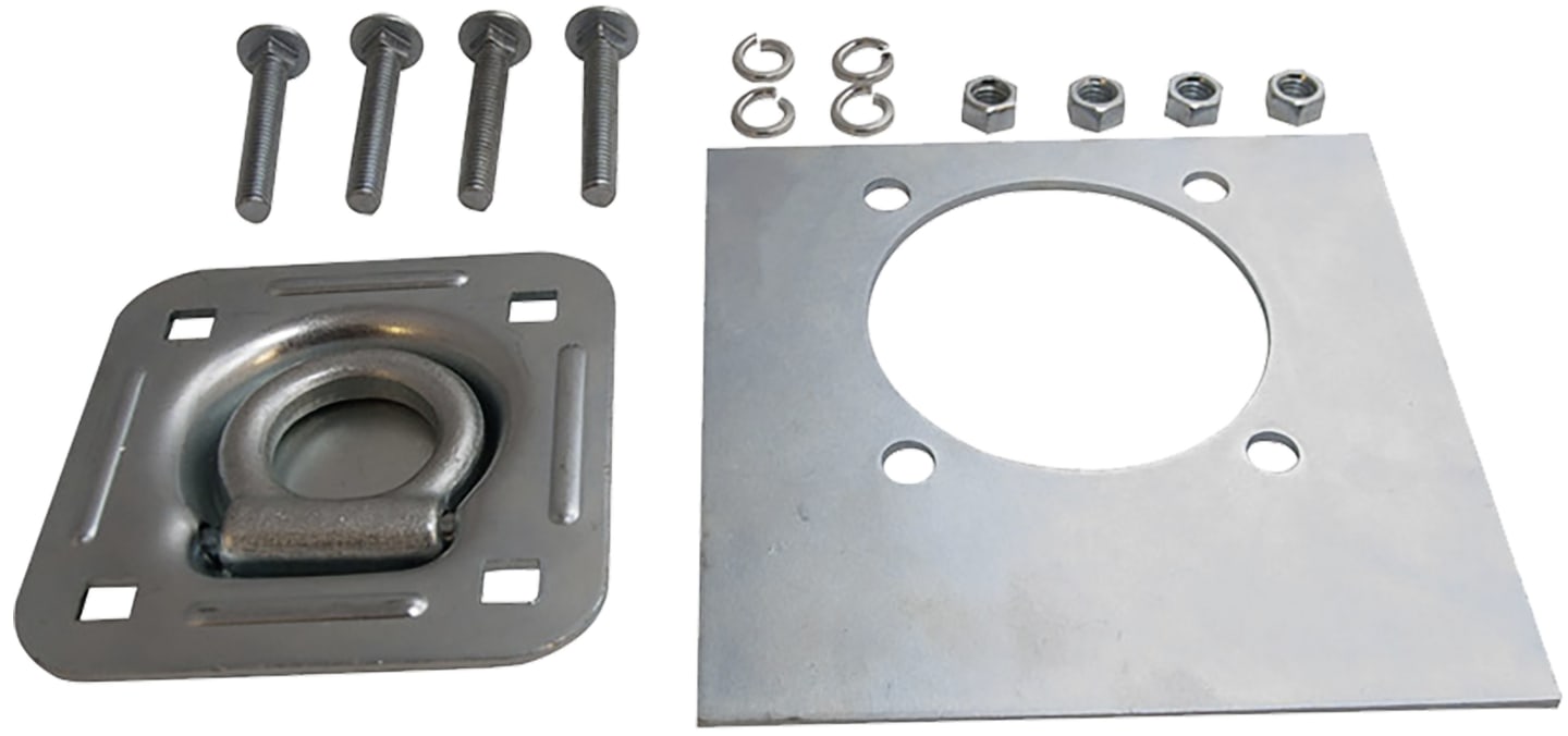 TRAILER POOL Zurrmuldenset 1-seitig klappbar mit Abriebschutz und Gegenplatte, für Ladungssicherung PKW-Anhänger, 013 003 001-SET
