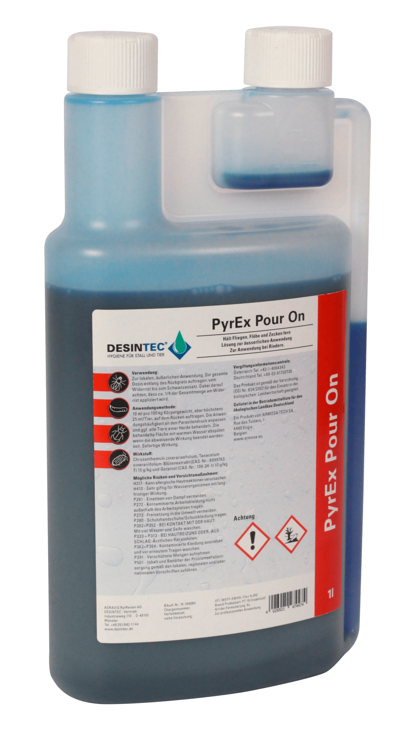 DESINTEC® PyrEx Pour On gebrauchsfertige Lösung zur Fliegenbekämpfung für die äußere Anwendung bei Rindern 1 l Flasche