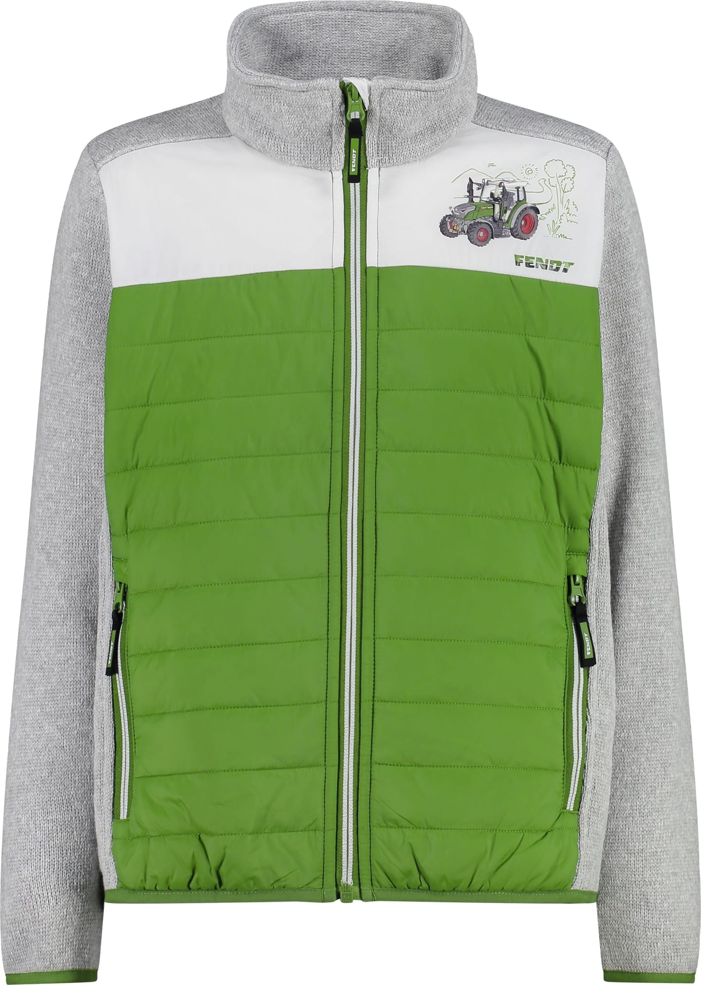 Fendt Hybridjacke Kinder Gr. 134/140, grau; grün; weiß, von CMP, X991022074000