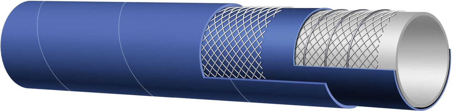 Milchschlauch 51 x 61 mm, 20 m, blau, Stahldrahtspirale, Meterware, für Milchsammelwagen