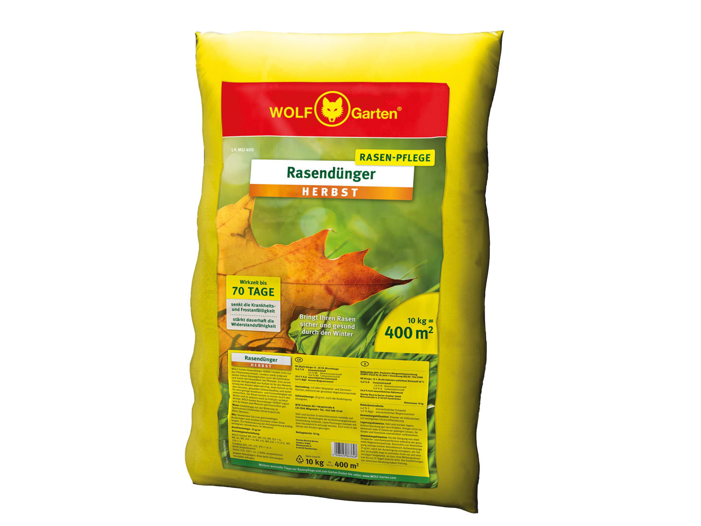 Wolf-Garten® Herbstrasendünger 10 kg Sack Ausreichend für ca. 400 m²