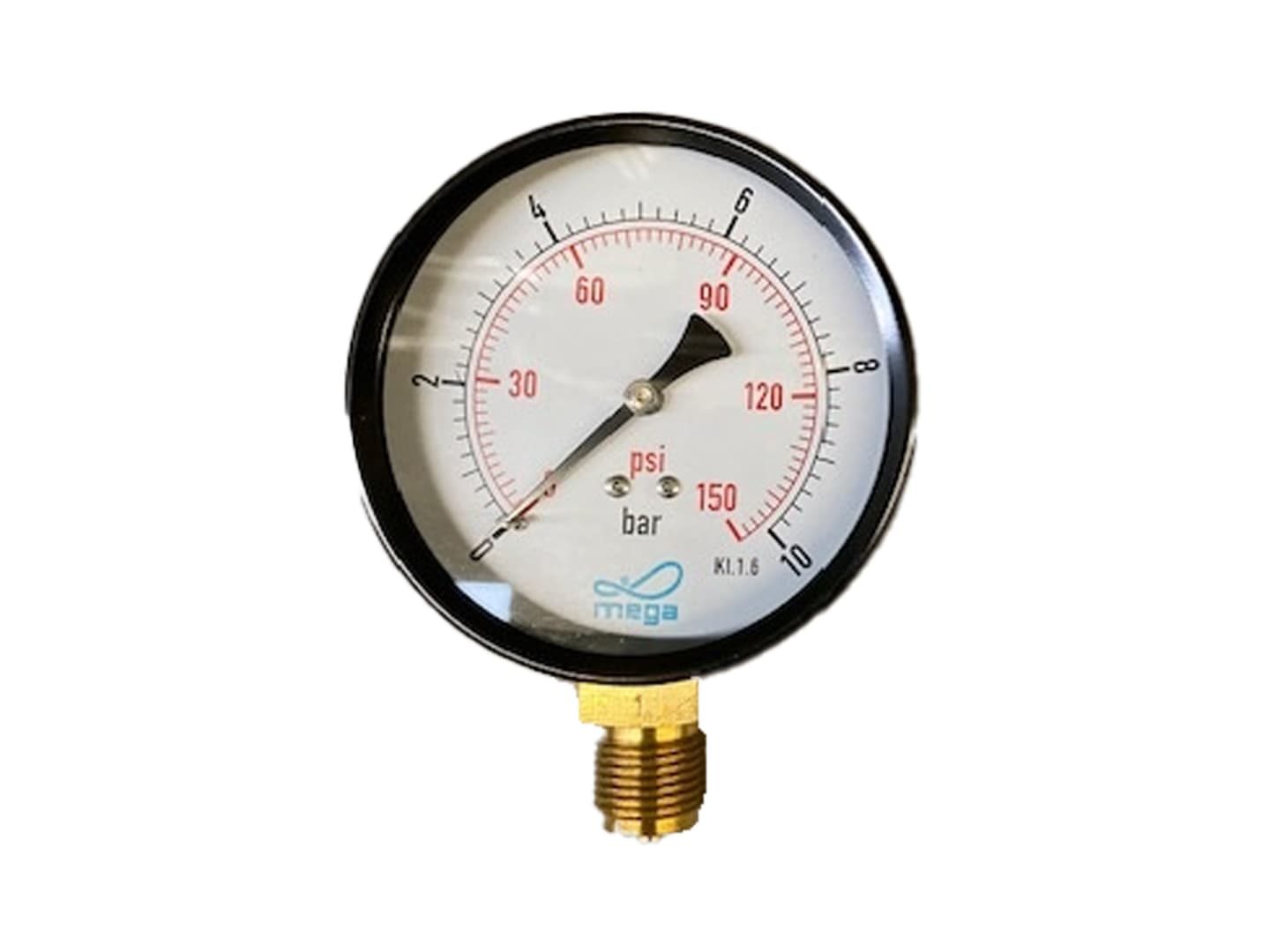 Manometer 0 bis 10 bar, Trocken, Anschluss 1/2" AG unten, Ø außen 100 mm