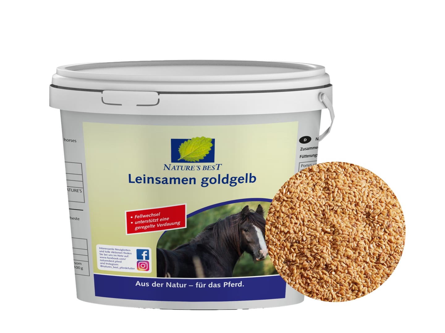 NATURE´S BEST Leinsamen goldgelb mit ungesättigten Fettsäuren 1,3 kg Eimer