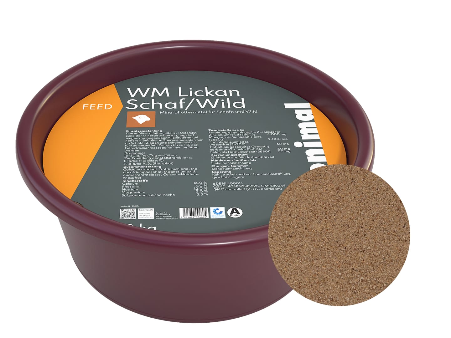 Bonimal FEED WM Lickan Schaf/Wild Mineralfutter für Schafe, Ziegen und Schalenwild Leckmasse 10 kg Leckschale