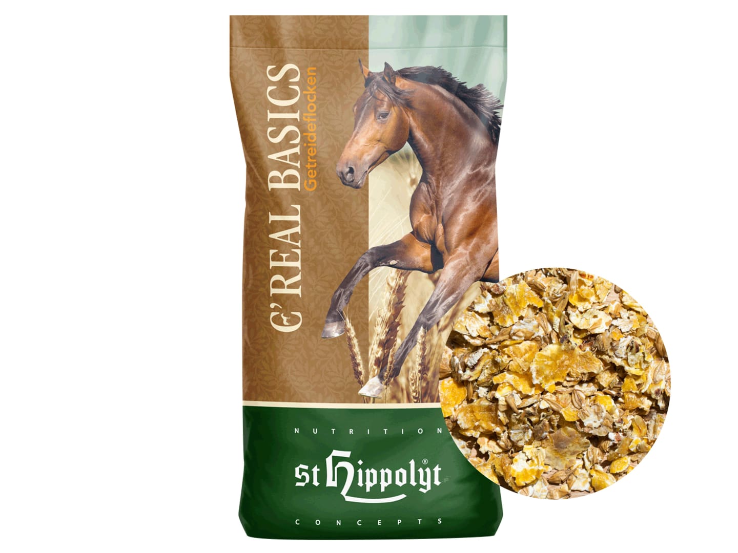 St. Hippolyt C Real Basics Balance Getreidemischung für Pferde Flocken 15 kg Sack