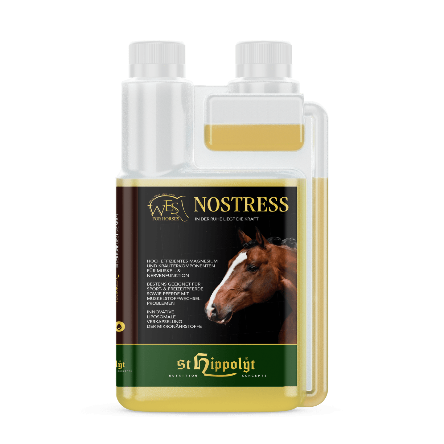 St. Hippolyt WES NoStress Liquid mit Wirkstoffen für Muskulatur und Nerven von Pferden 1 l Flasche