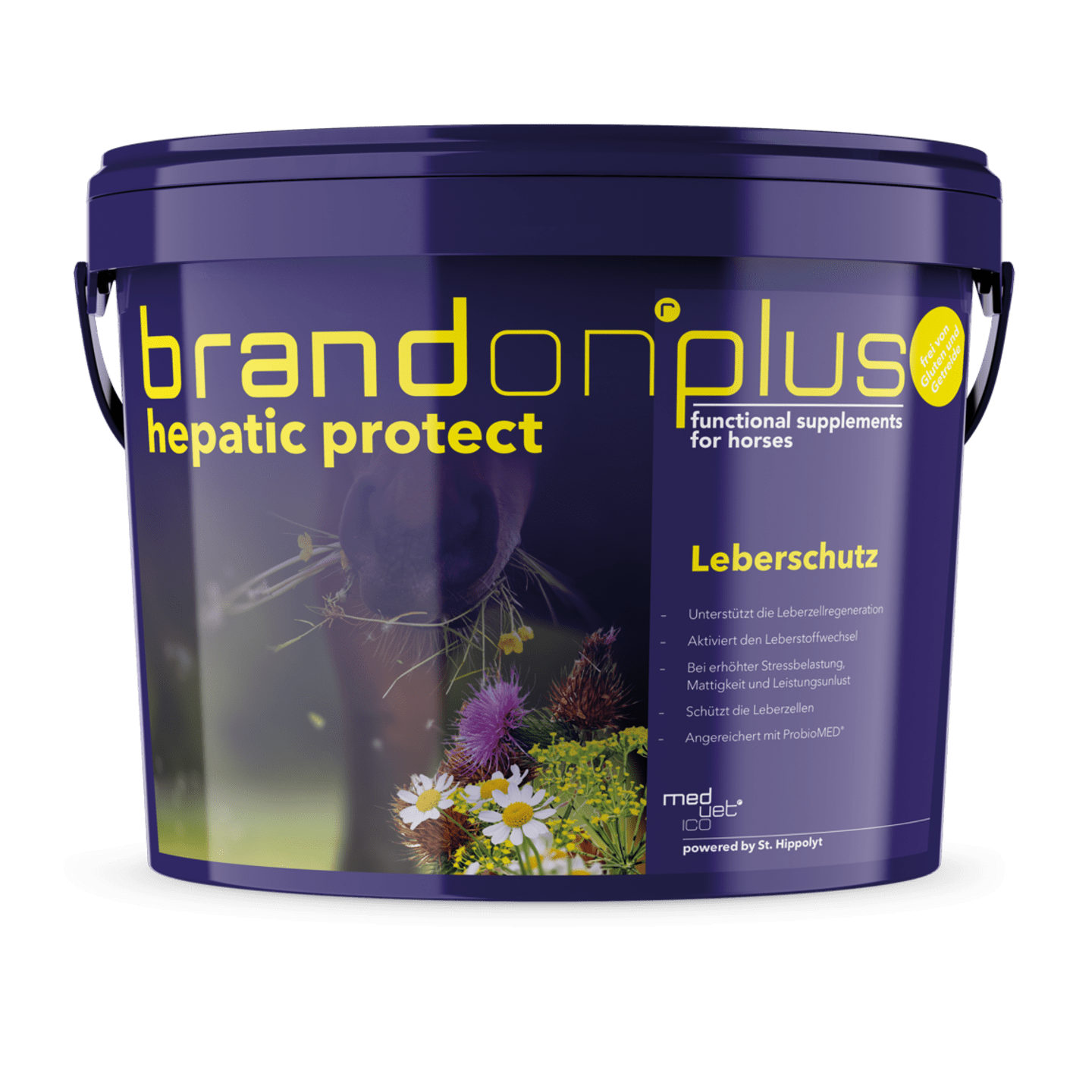 St. Hippolyt Medvetico Brandon plus hepatic protect mit Wirkstoffen für die Leber von Pferden 3 kg Eimer