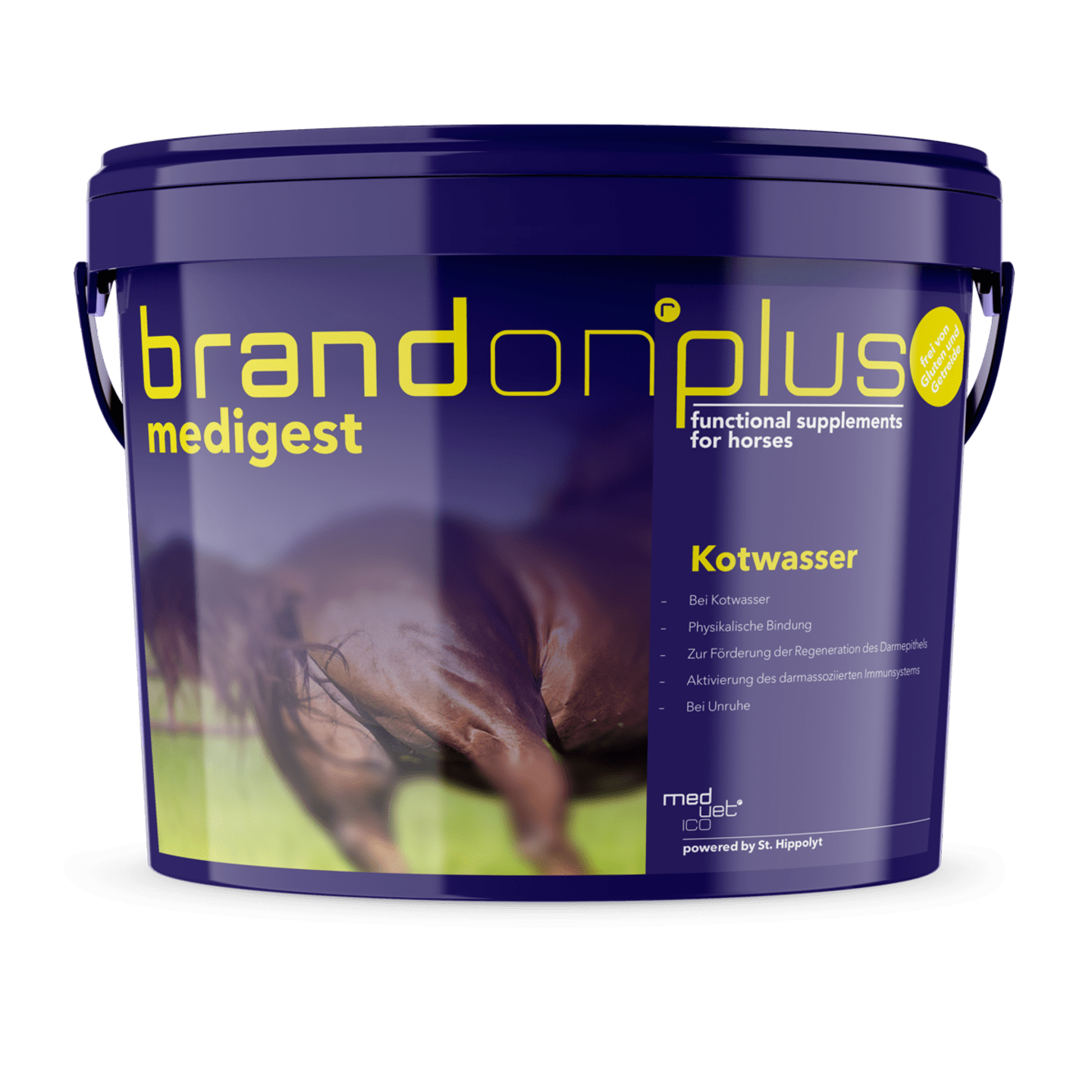 St. Hippolyt Medvetico Brandon plus medigest mit Wirkstoffen für die Darmfunktion von Pferden 3 kg Eimer