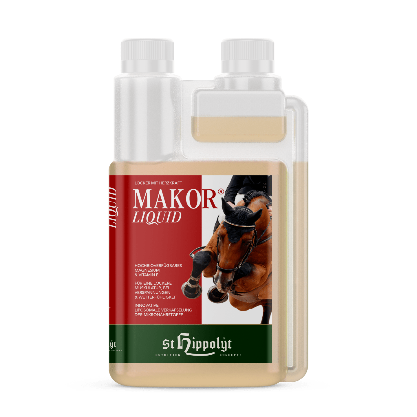St. Hippolyt Makor Liquid für eine lockere Muskulatur für Pferde 1 l Flasche