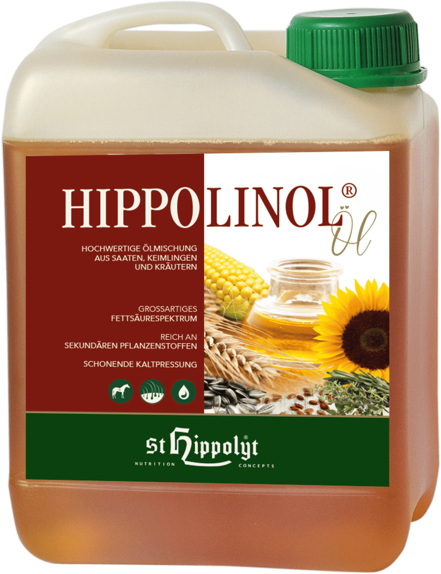 St. Hippolyt Hippo Linol mit Leinöl, Sonnenblumenöl, Maiskeimöl und Weizenkeimöl 2,5 l Kanister
