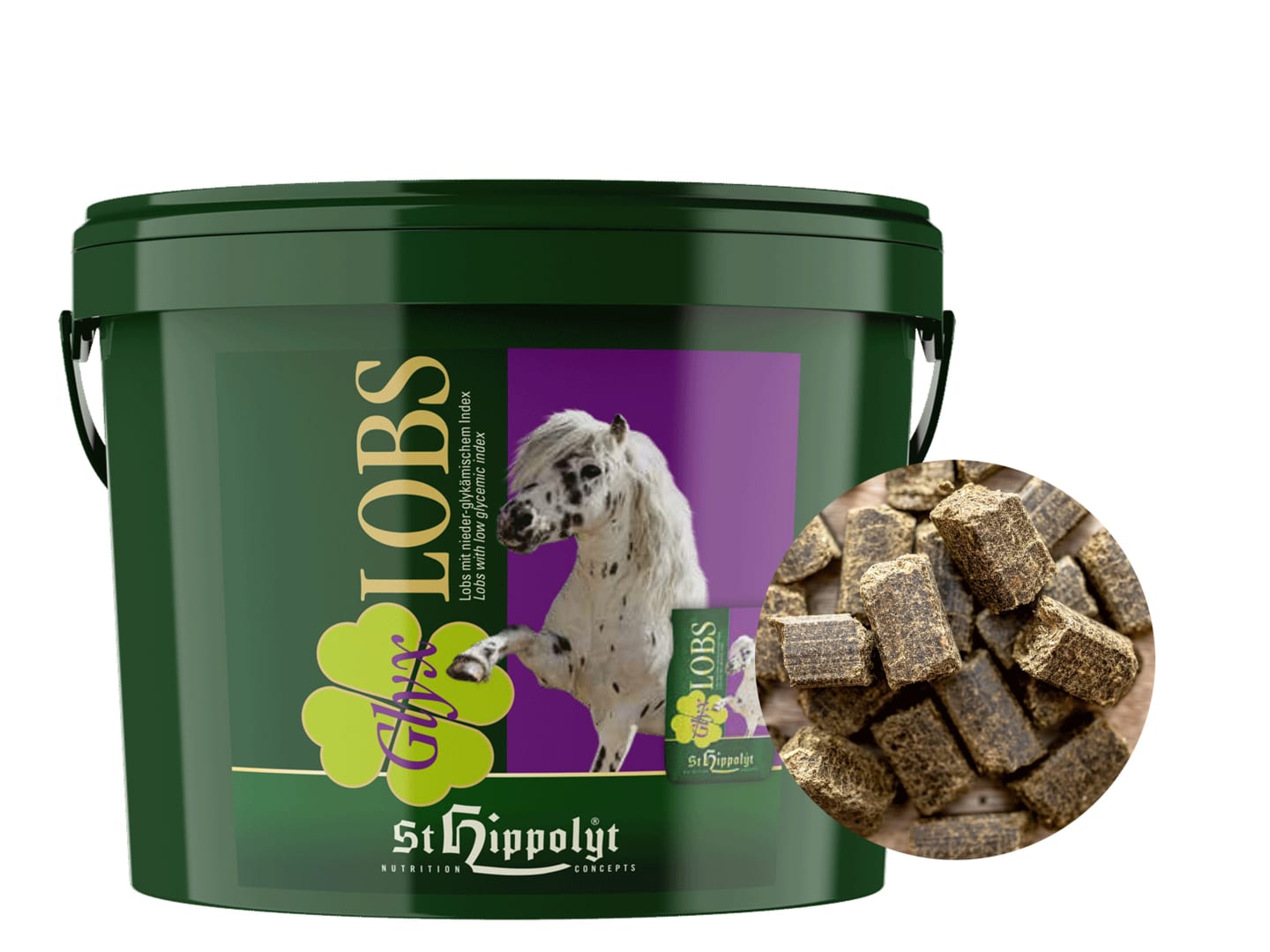 St. Hippolyt Glyx-Lobs 10 kg Eimer getreidefreies Leckerli in Würfelform Pellet
