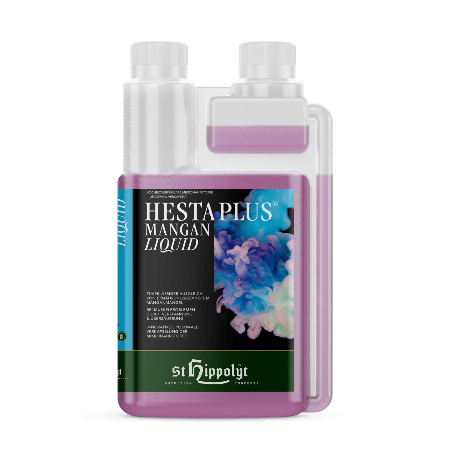 St. Hippolyt Hesta plus Mangan Liquid hochbioverfügbare Mikronährstoffe für Pferde 1 l Flasche