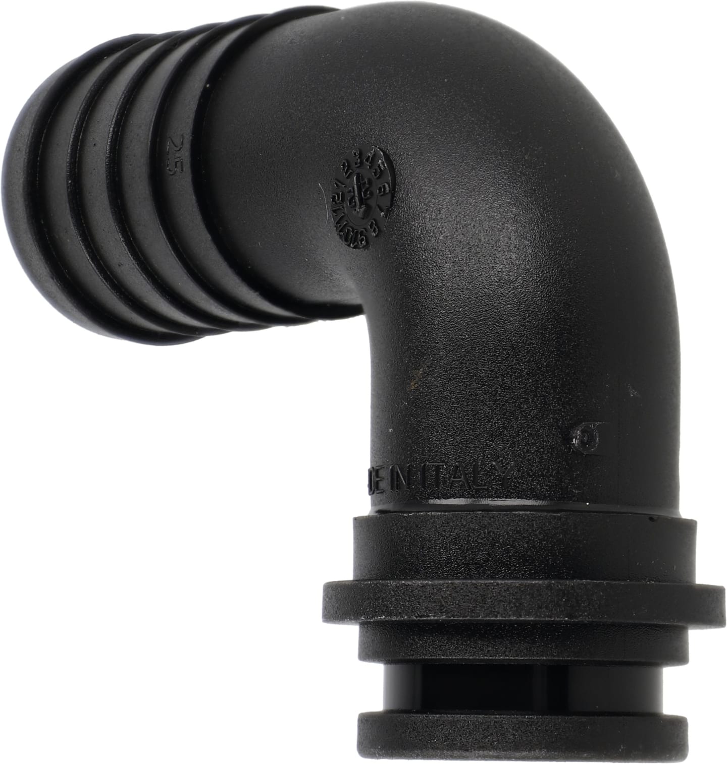 Agrotop Schlauchanschluss Ø Tülle 25 mm 90 ° gebogen, für Überwurfmutter/O-Ring G 1" IG BSP, 10661