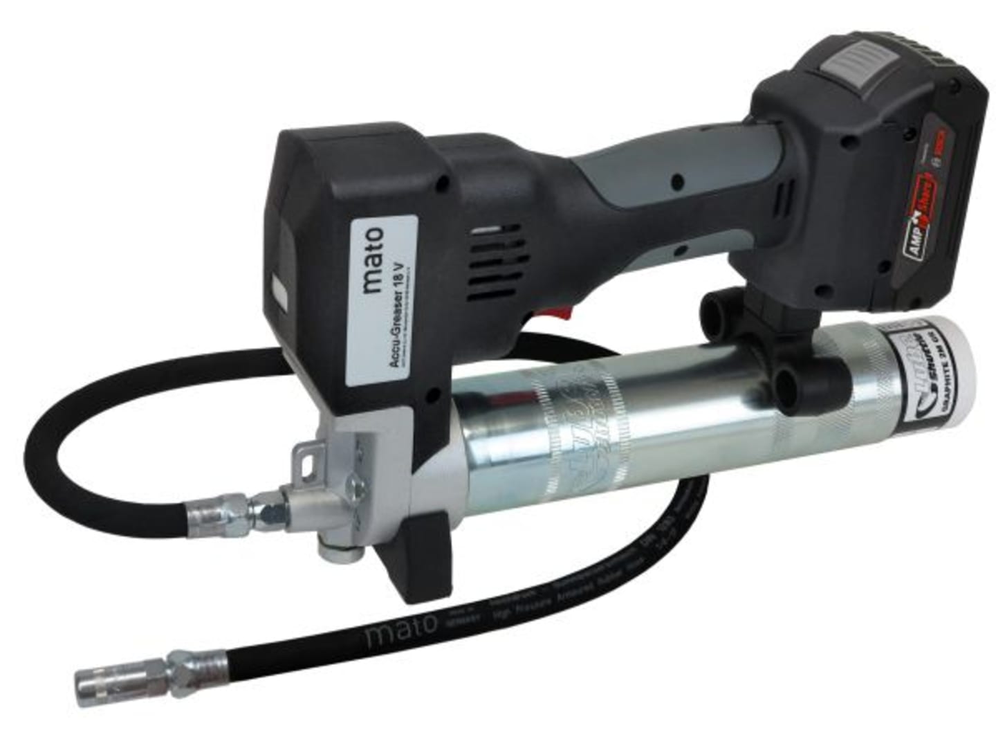 mato Akku-Fettpresse ACCU-GREASER 18V PROFESSIONAL-LS AMP für Lube-Shuttle®-Kartuschen, mit Akku (18 V|4,0 Ah) und Ladegerät 3424121