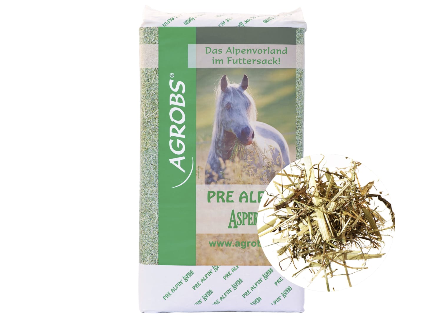 AGROBS PRE ALPIN Aspero strukturreiches Faserfutter mit Öl für Pferde und Ponys 20 kg Ballen