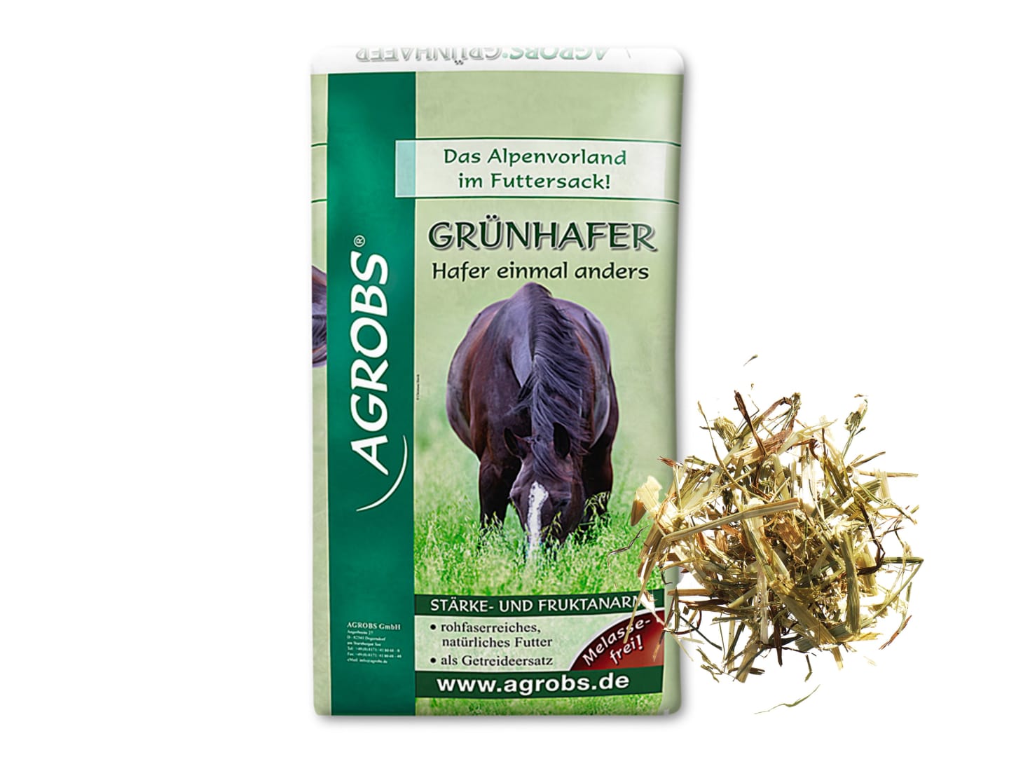 AGROBS Grünhafer stärkearmes Strukturfutter als Kraftfutterersatz und zur Aufwertung der Ration Faser 15 kg Ballen