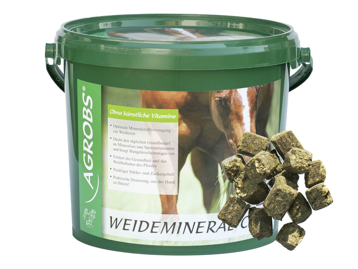 AGROBS Weidemineral-Cobs zur bedarfsgerechten Fütterung im Sommer 3 kg Eimer