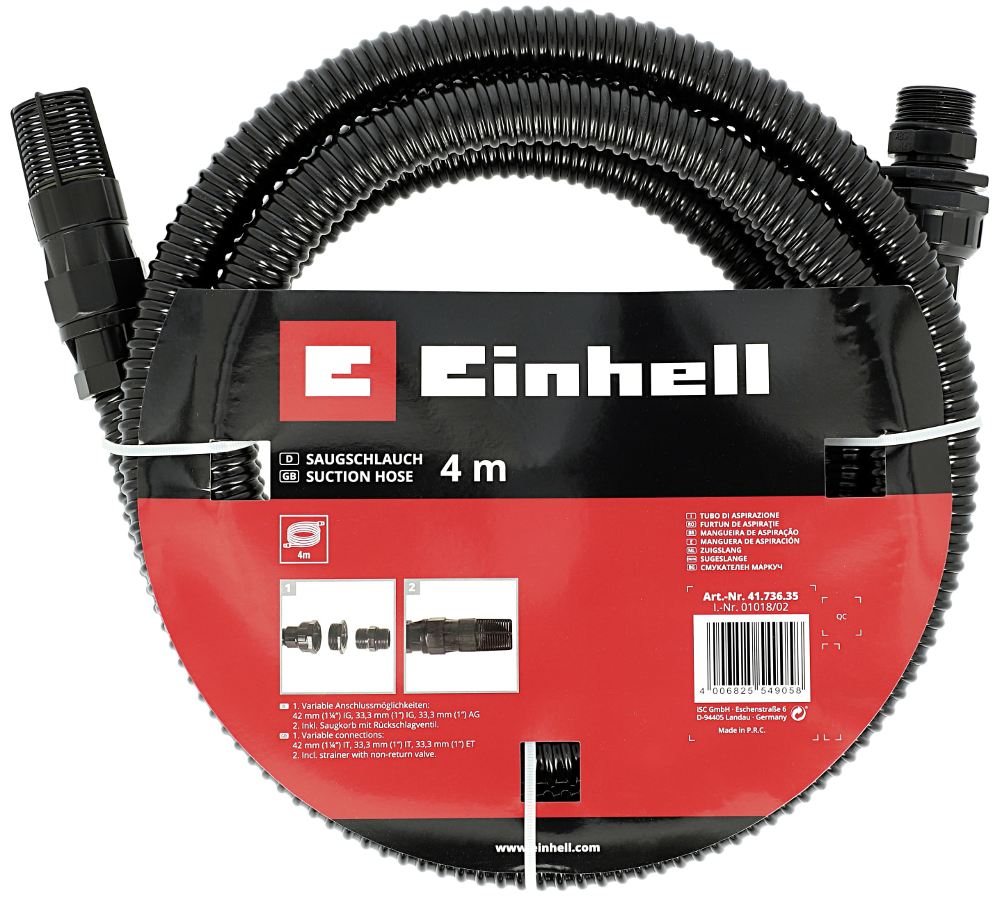 EINHELL Pumpen-Zubehör Saugschlauch 4 m Kunststoff