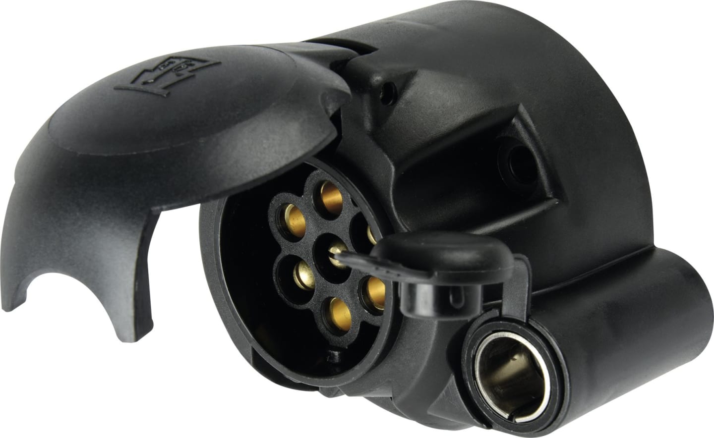 Herth + Buss Steckdose 7-polig; 1-polig, 6 – 12 V, Schraubanschluss, Kunststoff, ISO 1724 N-Typ; DIN 4165, mit Bordspannungssteckdose, 51 305 150