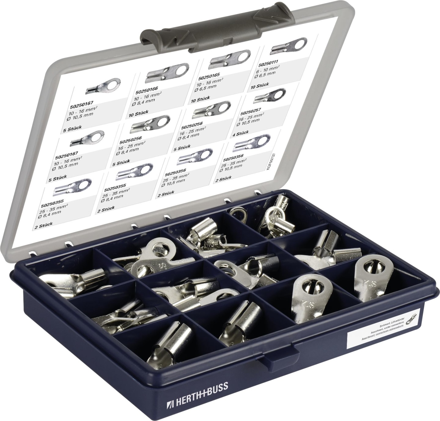 Herth + Buss Lötverbinder-Sortiment DIN 46211-A, 62 St., rund, Messing, feuerverzinnt, 54 250 001