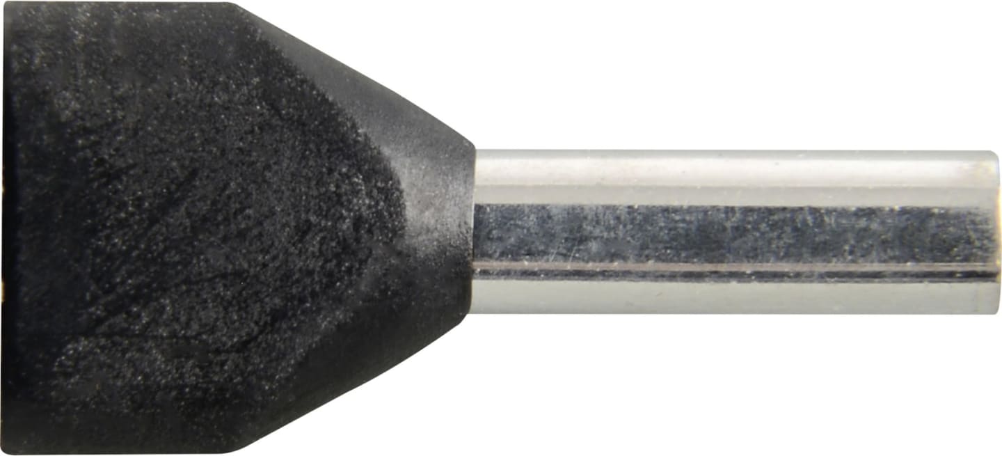 Herth + Buss Kabelendhülse "Duo" DIN ISO 46228/4 1,5 mm², schwarz, teilisoliert, 50 252 183