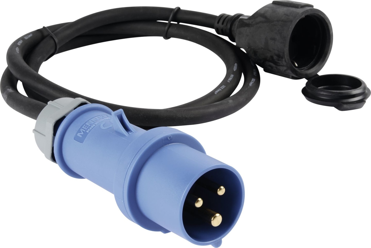 Herth + Buss Adapterkabel 1,5 m, 230 V, 16 A, Stecker CEE 3-polig; Steckdose CEE 2-polig, mit Deckel, Schutzkontakt, 51 307 051
