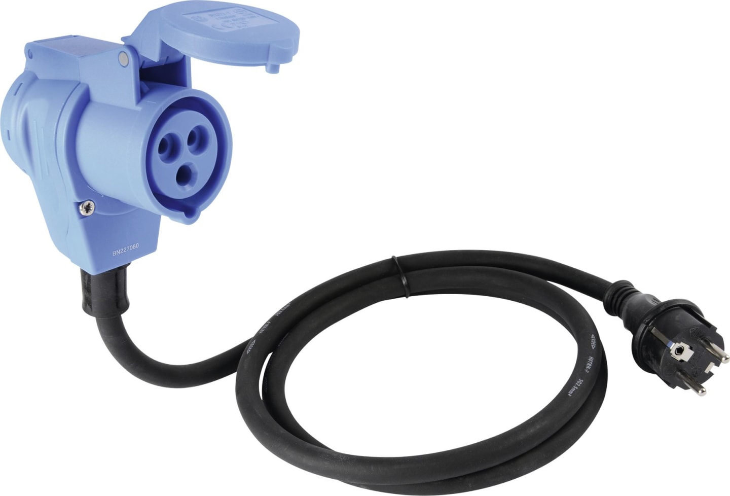 Herth + Buss Adapterkabel 1,5 m, 230 V, 16 A, Stecker CEE 2-polig/Steckdose CEE 2-/3-polig, mit Deckel, Schutzkontakt, 51 307 052