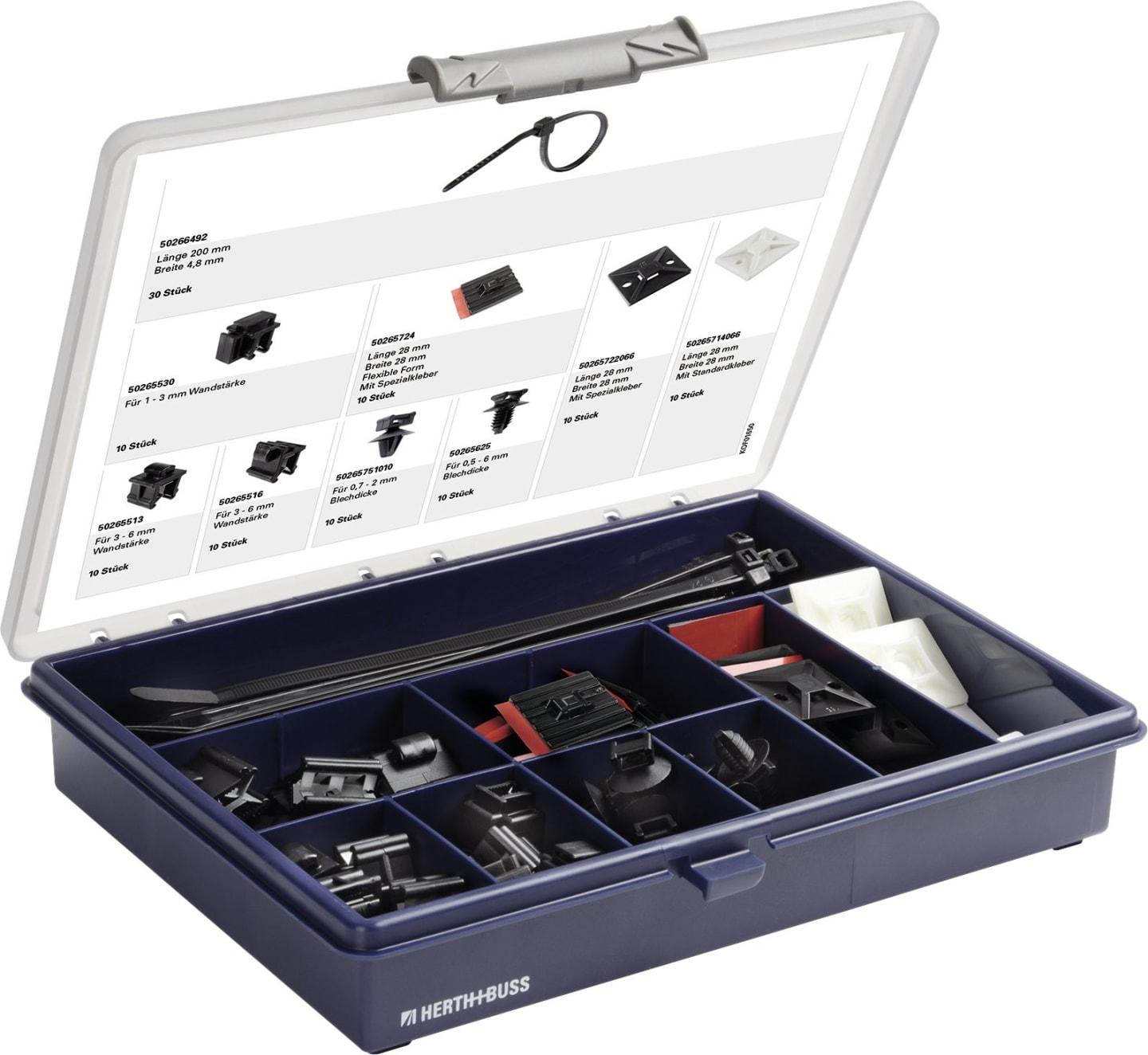 Herth + Buss Befestigungssockel-Kabelbinder-Sortiment 110 St., 54 265 010