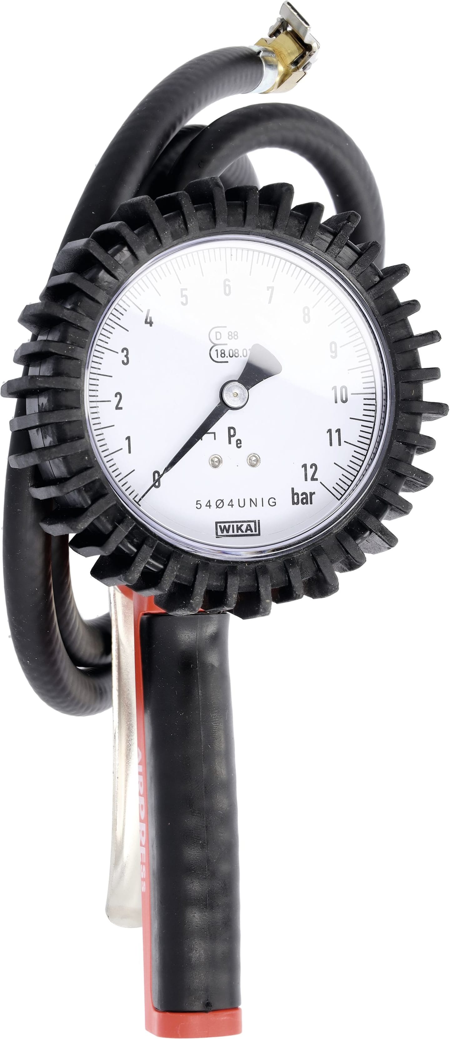 Airpress Reifenfüllprüfer, 0 bis 10 bar, 1/4" IG unten, geeicht, mit Euro-Sstecker, 42069