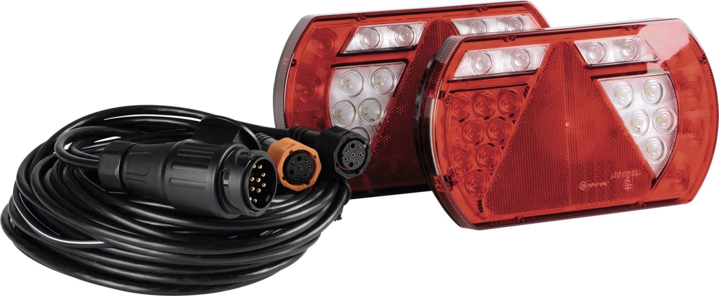 Herth + Buss LED-Rückleuchtensatz mit Schluss-, Brems-, Blink-, Rückfahr-, Nebel-, Kennzeichenlicht, Anbau