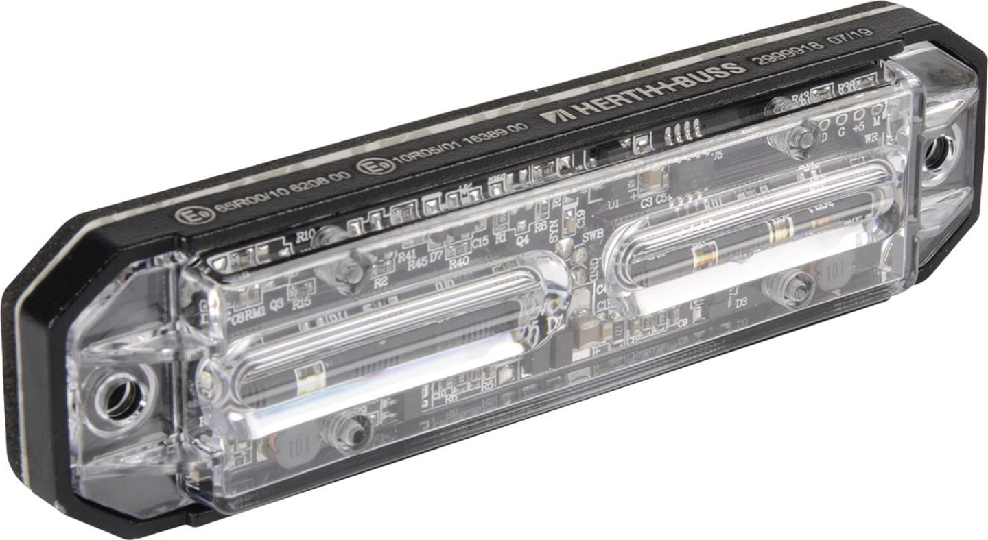 Herth + Buss LED-Blitz-Kennleuchte 120,6 x 32,2 x 14,3 mm, glasklar, 10 – 30 V, geschraubt, 84 770 621