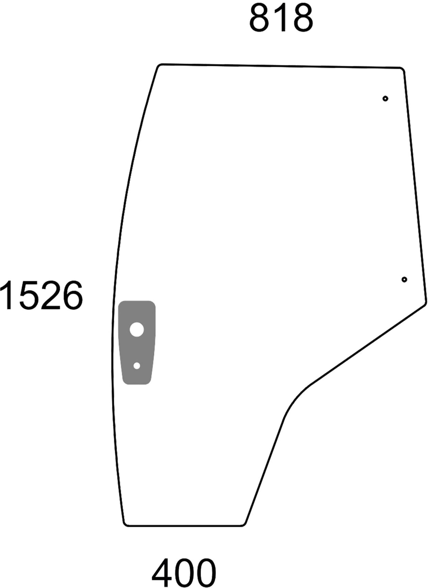 Türscheibe, grün, links, Siebdruck, für Traktor Massey Ferguson 5600, 7600