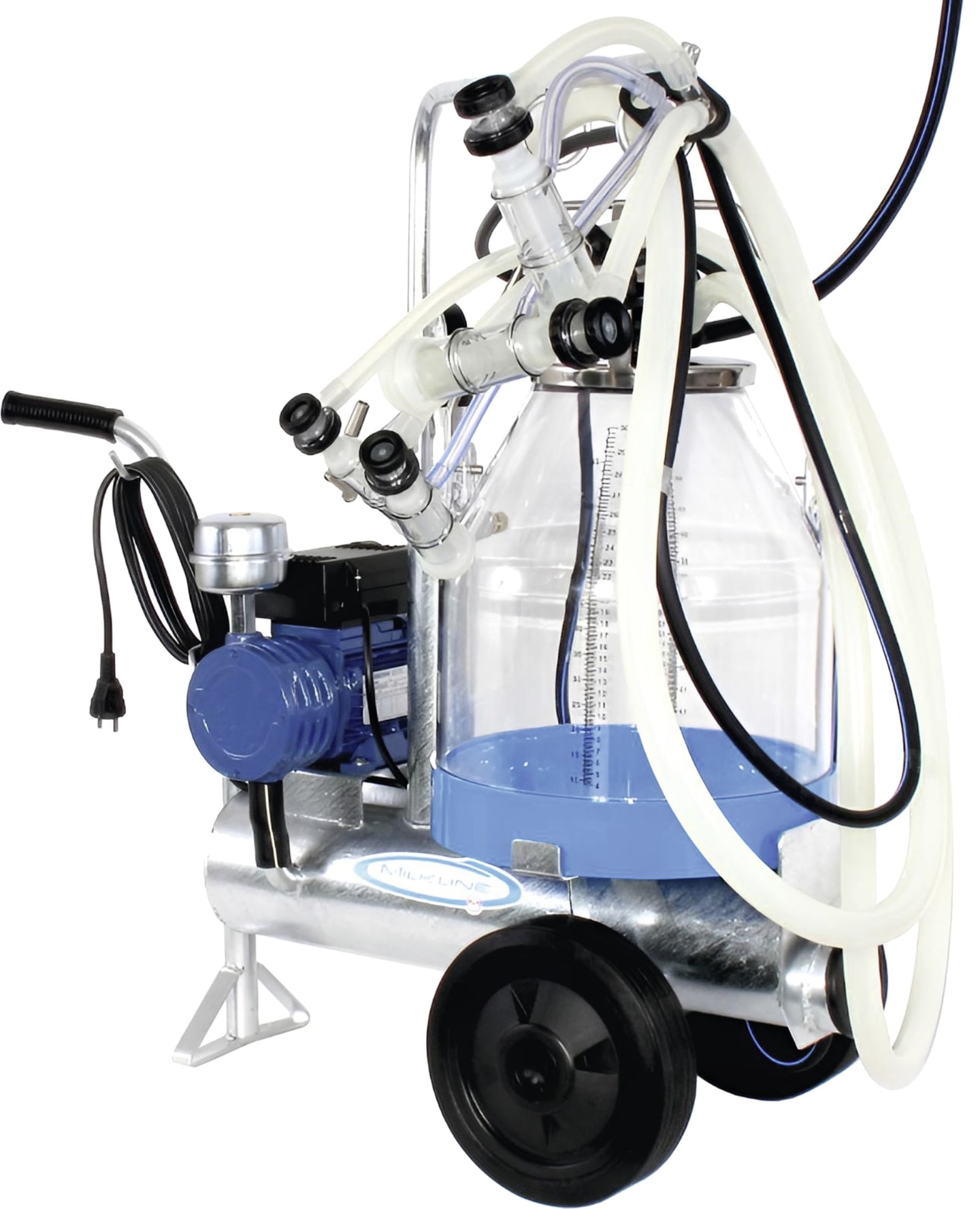 Melkanlage 30 l fahrbar, komplett, PVC-Melkeimer, zwei Melkzeuge, 140 l/min, für Schafe/