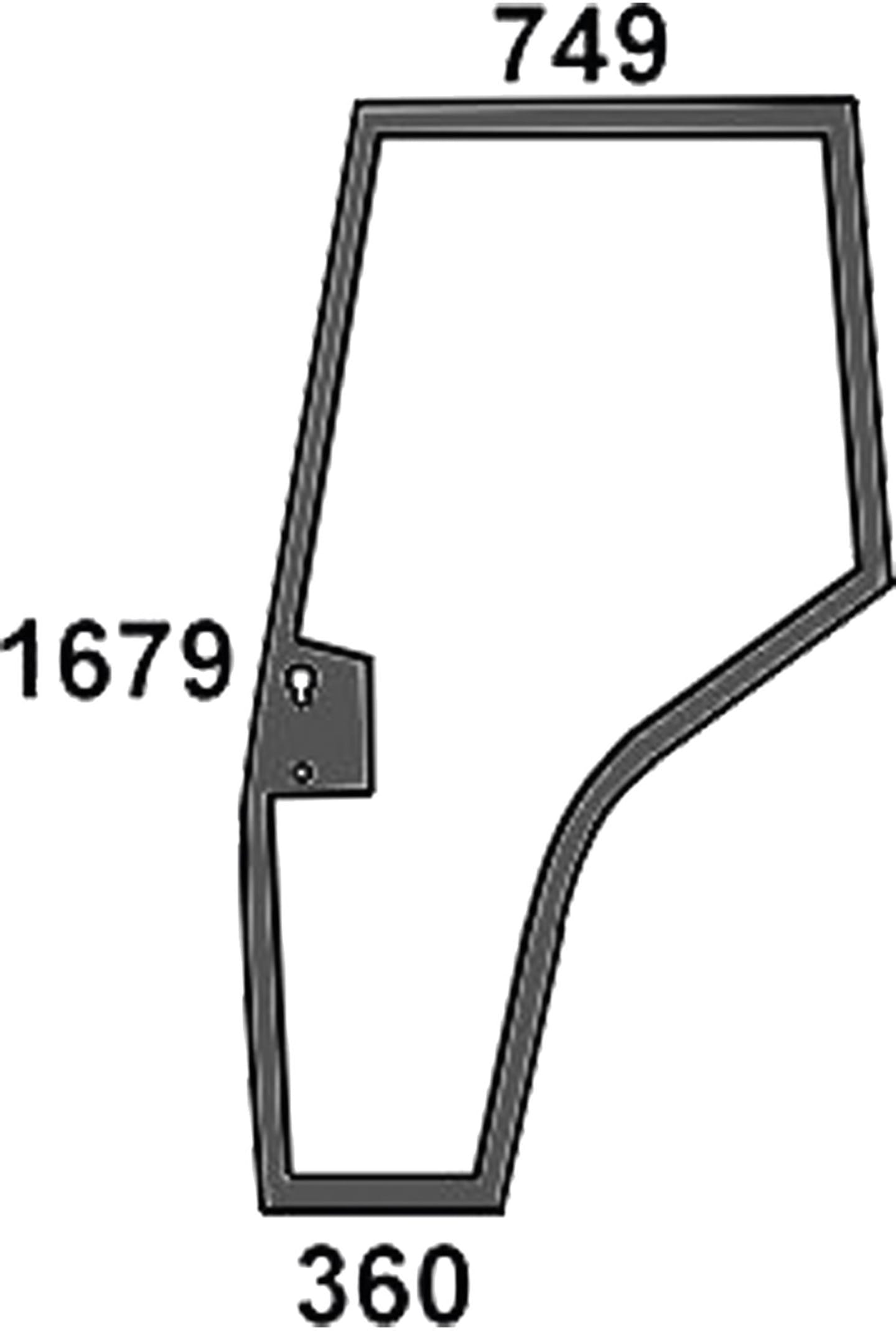 Türscheibe, klar, links, geklebt, Siebdruck für Massey Ferguson 4000