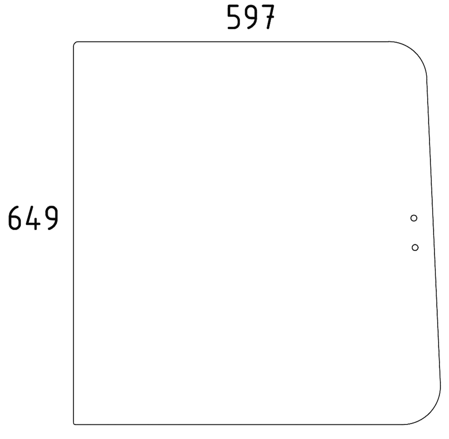 Seitenscheibe 597 x 649 x 5 mm klar, schiebbar, für Traktor Mercedez-Benz MB-Trac - Cleff