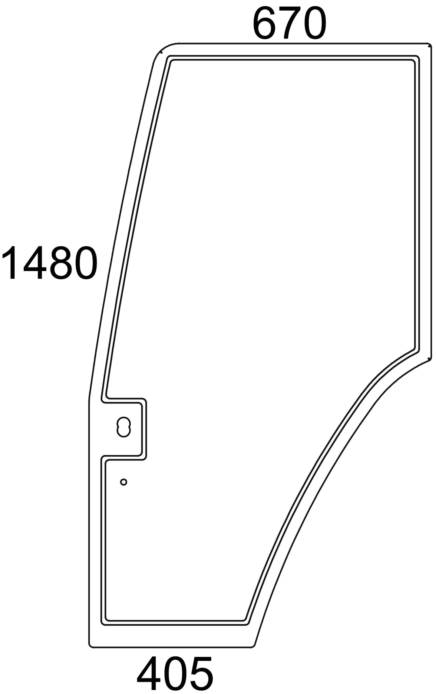 Türscheibe grün, links, für Fiat M, Ford New Holland TL, TM, TS, 6000, 7000, 8000
