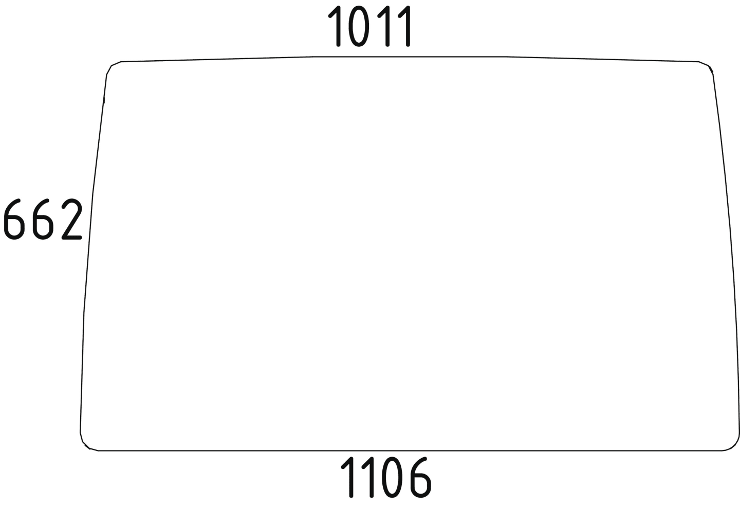 Frontscheibe klar, Breite 1.011 mm; 1.106 mm, für Traktor Fiat 80, -88, -90