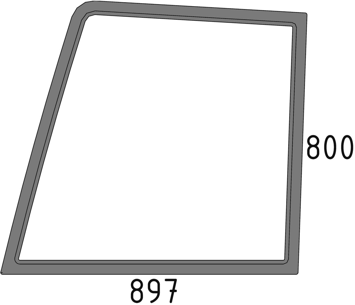 Türscheibe, grün, oben rechts, Siebdruck, für Fiat, Ford New Holland L 60, L 65, L 75, L 85, L 95