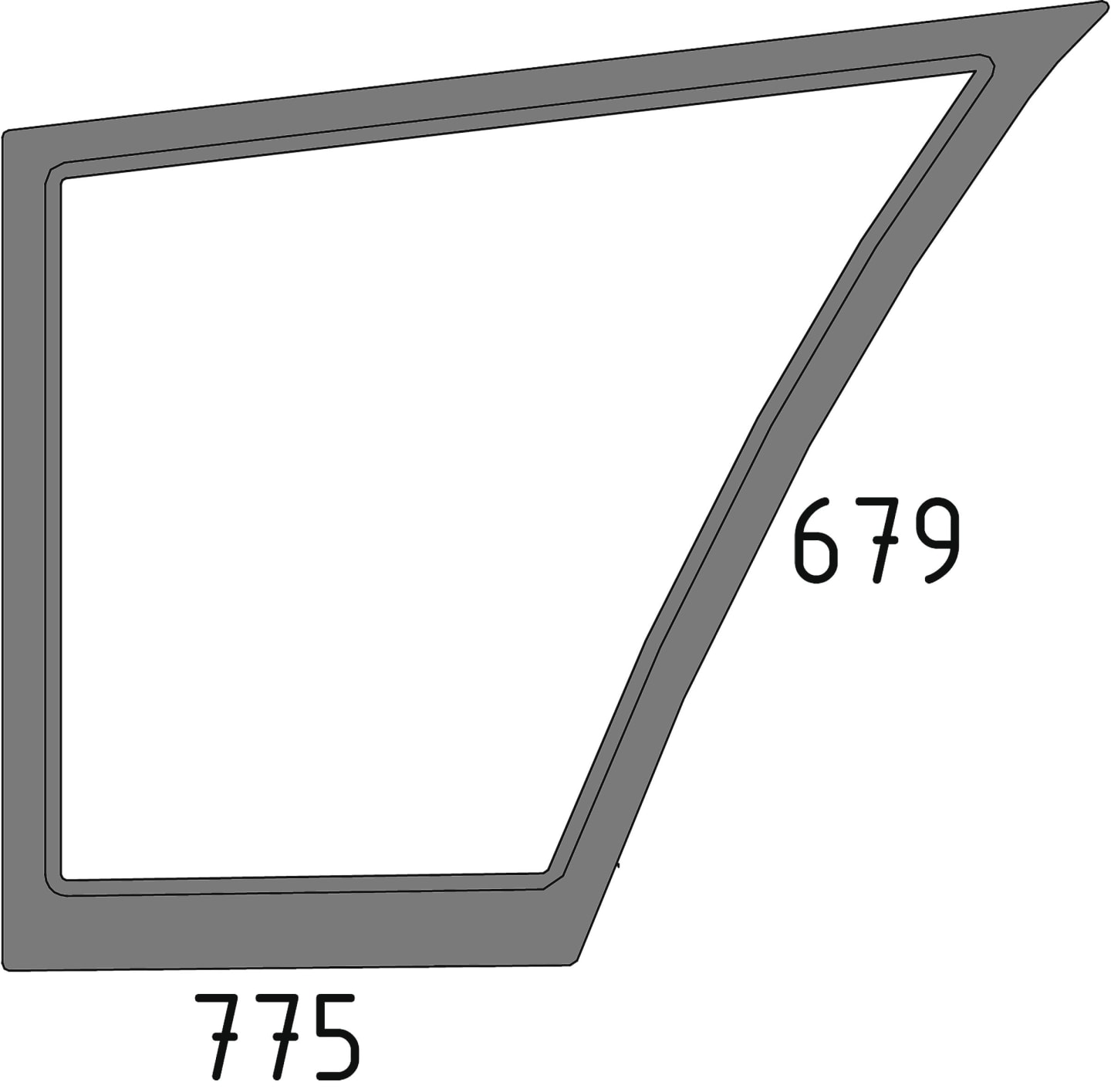 Türscheibe, grün, unten links, Siebdruck für Fiat, Ford New Holland L 60, L 65, L 75, L 85, L 95
