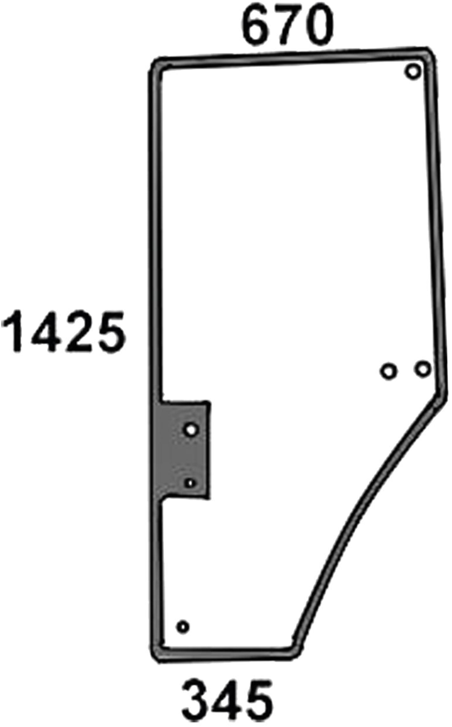 Türscheibe, grün, links/rechts, Siebdruck für John Deere 7600, 7610, 7700, 7710, 7800, 7810