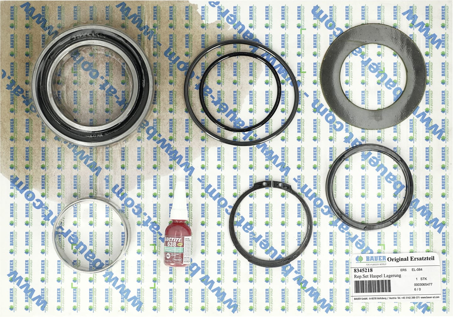 BAUER Reparatursatz Lagerung Haspel Regenmaschine Rainstar 65, 75, 85, 90, 8345218
