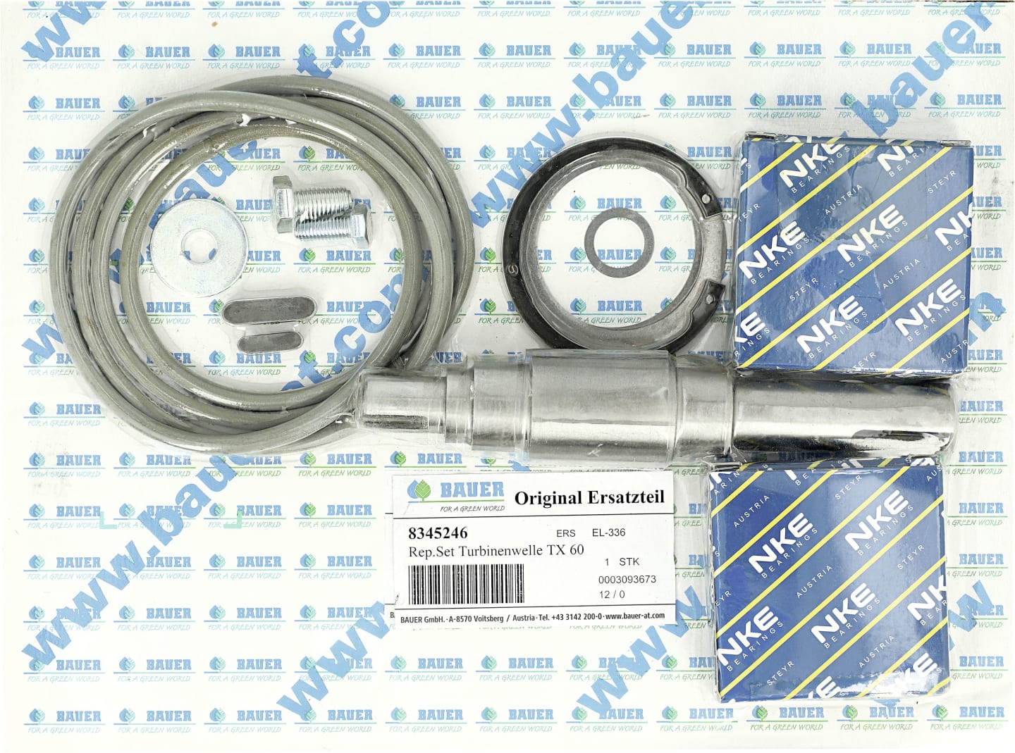 BAUER Reparatursatz Welle Tubrine TX 60, 100 Regenmaschine Rainstar E Plus, 8345246