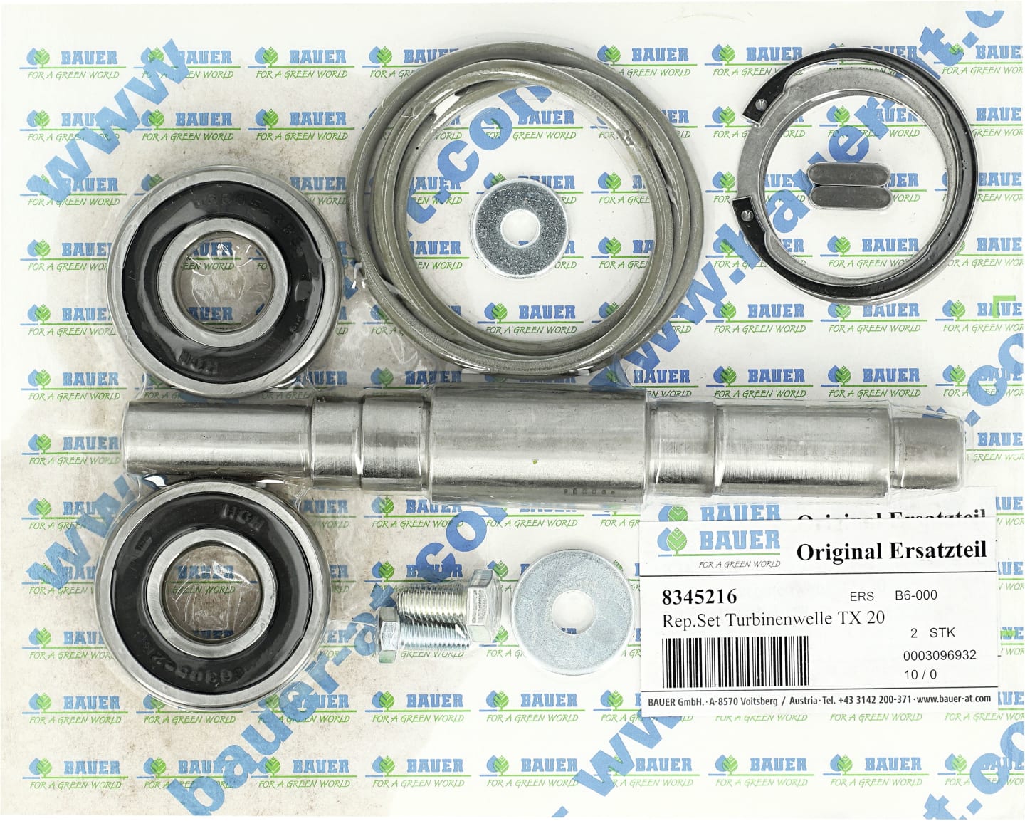 BAUER Reparatursatz Welle Turbine TX 20 Regenmaschine Rainstar, 8345216