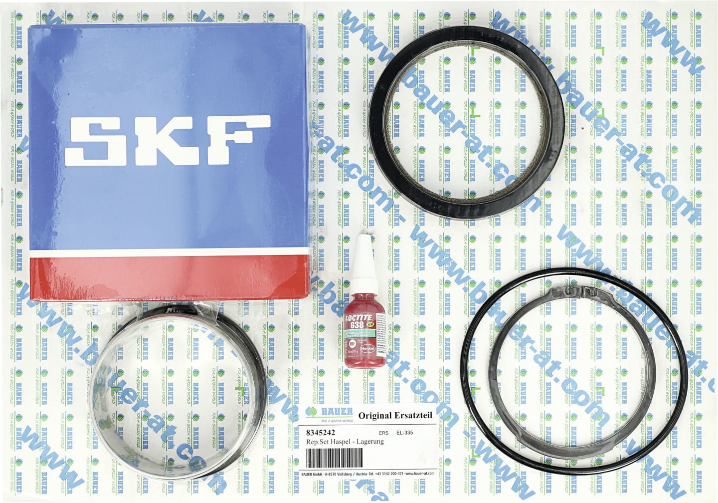 BAUER Reparatursatz Lagerung Haspel Regenmaschine Rainstar E Plus, 8345242