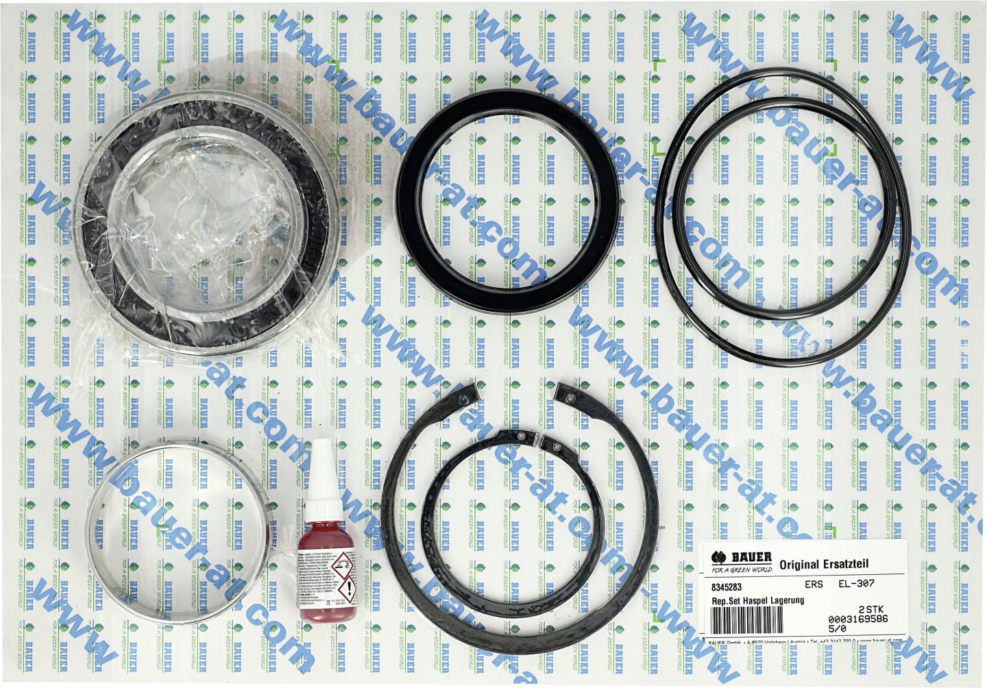 BAUER Reparatursatz Lagerung Haspel Regenmaschine Rainstar 85, 95, 8345283